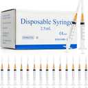 100 Pack 2.5ml Syringes with Needle - 25G 1 inch Disposable 2.5cc Luer Lock Syringe for Scientific Lab Use, Sterile Individually Wrapped