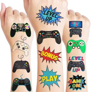 96 PCS Game Pre-Cut Temporary Tattoos Themed for Kids Birthday Party Decorations Supplies Favors Decor Super Cute Tattoo Stickers Sticker 8 Sheets Gifts for Boys Girls Games Classroom Rewards Carnival (Green)