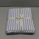 MooMee Striped Duvet Cover Set 100% Washed Cotton Linen Like Textured Breathable Durable Soft Comfy (Cornflower Blue White Classic Stripes, Full 80"x90")