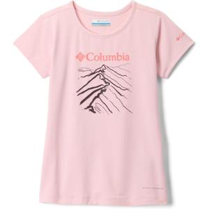 Columbia Girls' Tech Trail Short Sleeve Graphic Shirt (Large, Satin Pink Heather/Ridge Line Life)