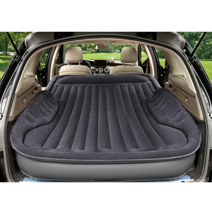 KMZ Portable SUV Air Mattress - Built-in Electric Pump for Fast Inflation - Soft Flocked Surface Car Bed - Ideal for Road Trips & Outdoor Camping - Dark Grey
