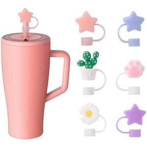 KEUYE Straw Compatible With Brumate 30oz & 40oz, Adjustable Silicone Era Straw Cover, 4PCS Colorful Straws (Star)
