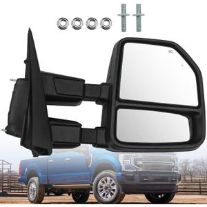 Right Passenger Side Tow Mirror Fits for Ford F250 F350 F450 F550 2017-2022 Support Power Folding & Glass Adjust & Heated with BSM Turn Signal & Puddle & Driving Light Temp Sensor 15 Pins