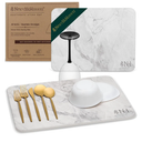 Stone Drying Mat for Kitchen Counter - Replaces Kitchen Towel, Premium Diatomaceous Earth, Ultra Absorbent, Quick Drying Stone Mat, Elegant Marble Design, Non-Slip, 15.8" x 11.8", JEWEL