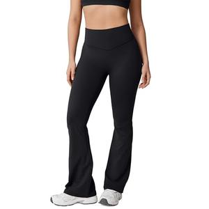 UNISSU Hugcurve No Front Seam High Waisted Flare Leggings for Women Bootcut Yoga Pants Buttery Soft Lounge Workout - 29.5'' Black, Size Small