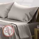 TEXAS LINEN CO. 100% Egyptian Cotton Sheets, 600 Thread Count 4 PC Queen Size Sheet Set, Soft, Cooling, High Thread Count Sateen, Extra Long Staple Luxury Bedding, 16 in Deep Pocket - Beige