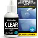 GlasWeld Windshield Repair Resin  Liquid Auto Windshield Chip Repair Kit for Glass Crack & Damage  Clear Tint for Reduced Visibility  All-Weather Liquid Resin with Zoom Injector & UV Curing Lights