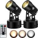 Spot Lights-Indoor, 2 Pack Dimmable LED Spotlight with Remote, Timer, 3000K/4000K/5000K Memory Function, Uplights for Tree, Pictures, Artwork