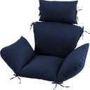 Egg Chair Cushion with 8 Securing Straps, Water-Repellent & Fade-Resistant Faux Linen, Removable Cover, Replacement Cushion for Most Single Outdoor Hanging Swing Egg Chairs Navy