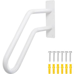 21 Inch Heavy Duty White Stair Handrail Outdoor 1-3 Steps - U Shaped Grab Bars for Elderly for Wall, Wall Mounted Concrete Steps Hand Rails for Garage, Porch, Patio, Garden