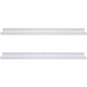AZSKY Floating Picture Shelves Denver Modern Wall Mount  Long Narrow Picture Ledge - 36 Inch Set of 2 Mounting Hardware Included Pine (White)