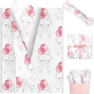 60 Sheets Easter Bunny Ballon Tissue Paper Bluk, 20 x 14'' Preppy Bunny Ballon Patterns Wrapping Paper for Spring Easter Birthday Gift Bag Supplies