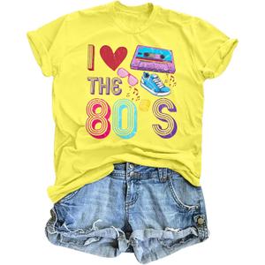 80s Shirts for Women Retro 90s Outfit I Love The 80s Tshirts 1980s Theme Party Outfits 80 S 90 S Neon Costumes (XXL)