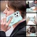 Designed for iPhone 16 Pro Case with Magnetic Stand [Military Drop Protection][Compatible with Magnet] Shockproof 16 Pro Phone Case with Ring Holder, Green