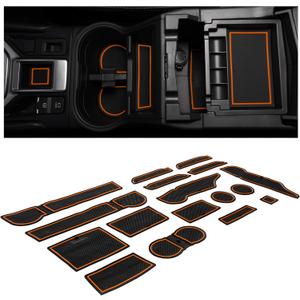 CupHolderHero Fits Subaru Forester 2019-2024 Accessories, Premium Custom Non-Slip Anti-Dust Cup Holder Inserts, Center Console Liners, Door Pocket Mats, Interior Protection, 17pc Set, Orange Trim