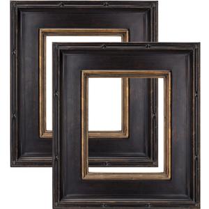 Creative Mark Museum Plein Aire Ornate Picture Frame - 11x14 - Antique Black W/Gold - Pack of 2, High-End Antique Style Frames - Open Back with No Glass or Backing