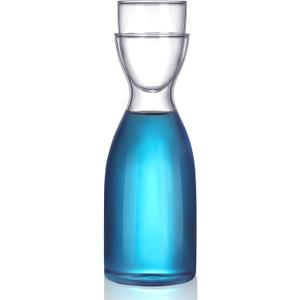 Bedside Water Carafe Set with Tumbler Glass Set for Bathroom Mouth Washer Dispenser Mouth Wash Containers Decanter with Cup Glass Pitcher Bottle Container, Nightstand or Kitchen, 600 ml (1)