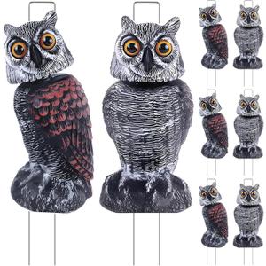 8 Pack Owl Decoys to Scare Birds Away, Fake Owls Scarecrow Yard Lawn Sign with Stakes Pest Repellent Bird Deterrents Waterproof Plastic Owls Decorations for Gardens Patio Outdoor(2 Pattern)