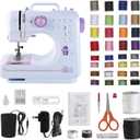 Sewing Machine for Beginners & Kids, Mini Portable Sewing Machines with 12 Built-in Stitch Patterns, 2-Speed Foot Pedal, Perfect for Teaching Daughter Granddaughter to Sew(with 27 Pieces Sewing Kit) (Purple)