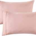 Bedsure Queen Pillow Cases Set of 2 - Pale Blush Polyester Microfiber Pillowcase 2 Pack, Super Soft and Cozy Pillowcase, Pillow Case Covers with Envelop Closure, 20x30 Inches (Queen (20" x 30"), 15 - Pale Blush)