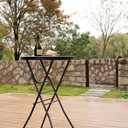 Byliable Cocktail Table 28in High Top Round Folding Indoor Outdoor, Plastic Bar Height Foldable Bistro Tall Table for Party, Patio, Dining Room, Kitchen, Events, Removable Locking Legs, Black