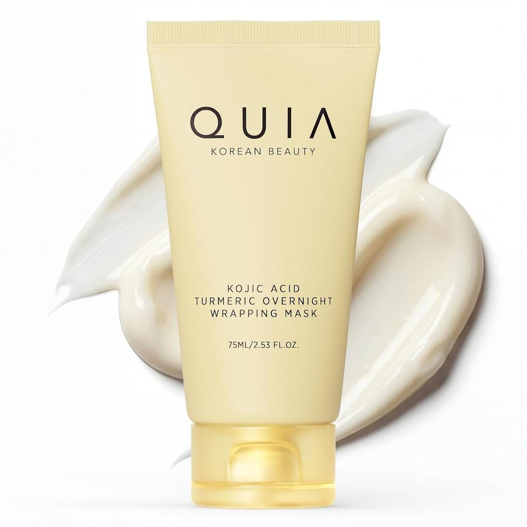 QUIA Turmeric + Kojic Acid Overnight Wrapping Mask Hydration Mask for Glowing Skin Evens Tone, Soothes Redness and Improves Skin Texture Korean Skincare 75ML