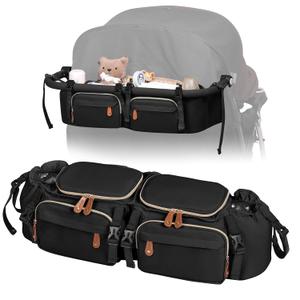 Boomistry Double Stroller Organizer for Bob Duallie and Baby Jogger City Mini GT2, Double Stroller Caddy Organizers with Cup Holder and 2 Cooler Pockets Parent Console Double Stroller Accessories