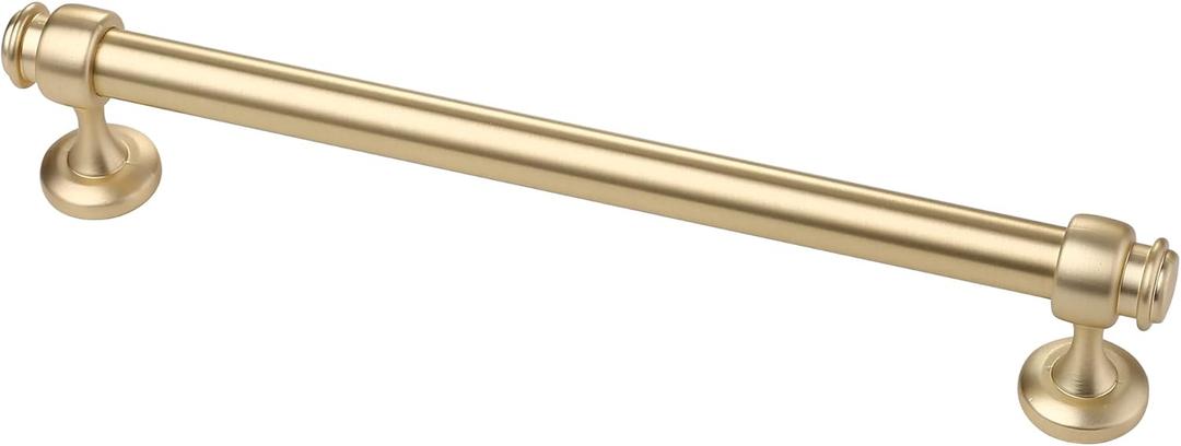 Alzassbg 5 Pack Brushed Gold Cabinet Pulls, 7 Inch(177.8mm) Hole Centers Cabinet Handles Kitchen Hardware Straight Bar for Cabinets and Drawer AL3082BB