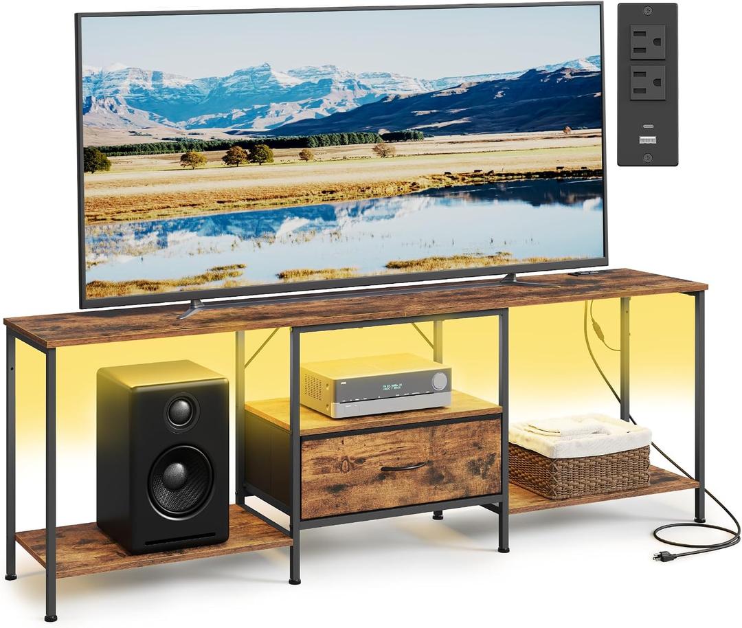 SONGMICS TV Stand for TVs Up to 80 Inches, 13.8"D x 70.5"W x 23.6"H