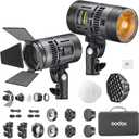 Godox RS60Bi LED Video Light Kit, 2pcs 60W Studio Lights for Photography Video Recording Live Streaming,Bi-Color Portable LED Continuous Lighting with Softbox,Detachable Battery,DMX/APP Control