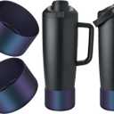 2PCS Silicone Boot Compatible with Owala 30oz & 40oz FreeSip Sway Bottles & Tumblers, Protective Anti-Slip Bottom Cover Sleeve for Freesip Sway Tumbler (Chameleon Blue Purple)