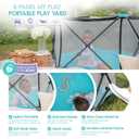 Regalo Safety My Play Portable Baby Playpen & Play Yard, Foldable 6-Panel Indoor Outdoor Playpen for Babies & Toddlers, Mesh Sides, Washable Fabric, 48, Aqua/Black