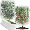 2 PCS Large Fruits Tree Netting Cover for Garden 10 x 10 ft Garden Insect Bird Barrier Plant Netting for Tomato Blueberry Bush Netting Covers Deer Cicada Netting Cover Bag with Drawstring