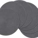 SHACOS Round Placemats Set of 6 Washable 15 inch Round Table Mats Cotton Polyester Woven Braided Place Mats for Dining Table (Charcoal Gray, 6)