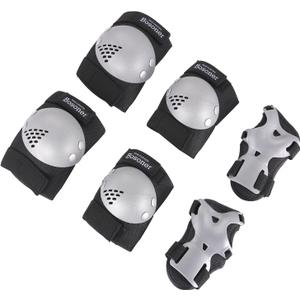 BOSONER Kids/Youth Knee Pads Elbow Pads Wrist Guards Set for 3-15 Years, Child Protective Gear Set for Roller Skates, Cycling, BMX Bike, Skateboard, Inline Skating, Scooter Riding Sports (Silver Black)