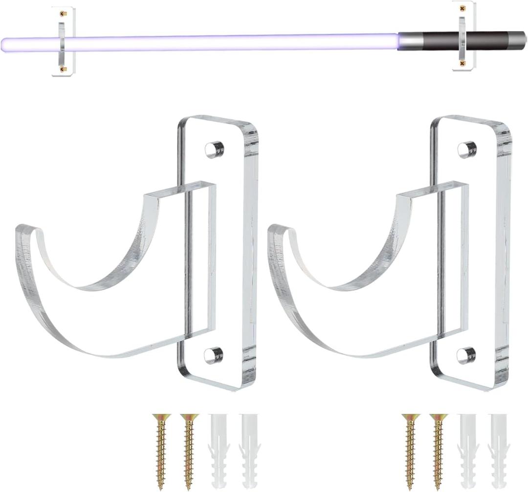Uxcell Sword Wall Mount Holder, 1 Set Acrylic Light Saber Display Rack Wall-Mounted Sword Stand Display for Light Saber Sword Wall Bracket, Clear