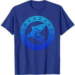 Shark Vintage Retro Throwback Vacation T-Shirt, Royal Blue, Medium