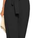 LYANER Women's Round Neck Short Sleeve Zipper Back Waist Tie Romper Wide Leg Pant Jumpsuit (Black, S)