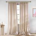 NICETOWN Semi Sheer Light Filtering 102 inches Long Curtains, Back Tab/Rod Pocket with Pleat Tape Thick Linen Privacy Added Window Treatments for Bedroom, Angora, W52 x L102, 2 Panels