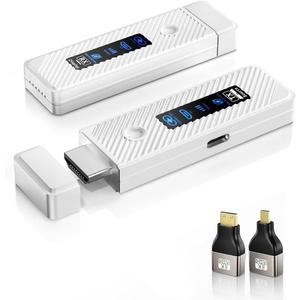 2025 Upgraded Wireless HDMI Transmitter and Receiver 4K, 165FT Plug & Play HDMI Wireless Display Adapter, Ultra Low Latency 1080P/60Hz, Dual Band 5G/2.4G for Laptop/PC/Projector (White)