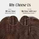 MY-LADY Human Hair Toppers for Women Real Human Hair with Bangs Thin 7 * 13CM Silk Base with Lace Clip in Remy Hairpieces 150% Density 10 Inch Ash Blonde & Bleach Blonde