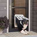 Dog Door for Sliding Door, Lockable Dog Screen Door with Magnetic Closure Easy Install Pet Door for Dogs Cats, Inner Flap 11.2 x 14.4 inches, White L