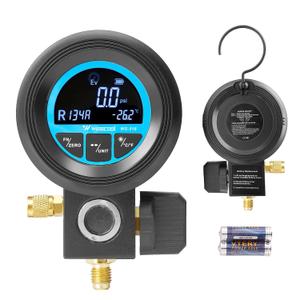 Digital Gauge HVAC,R134A,R454B,R1234y,R32,R22,R410, Pressure Recharge Manifold Gauge with LCD 24 Kinds Refrigerants Leak Detection AC Single Test Gauges for AC Charging (Blue)