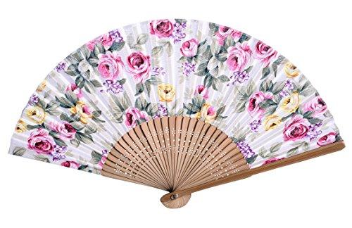 Salutto Hand Fan with Beautiful Fabric Printed (Big Flower)