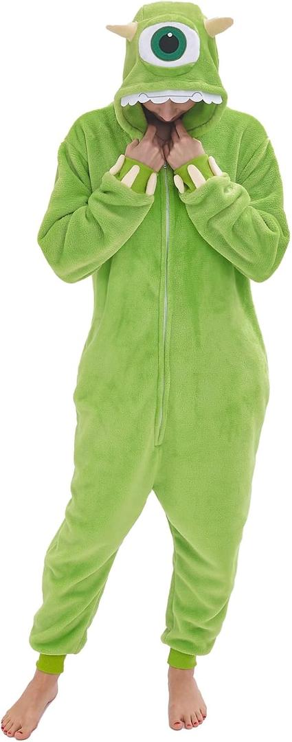 Adult Onesie Pajamas Unisex Animal One-Piece Cartoon Costume Cosplay Homewear Sleepwear Partywear For Men Women (Green)