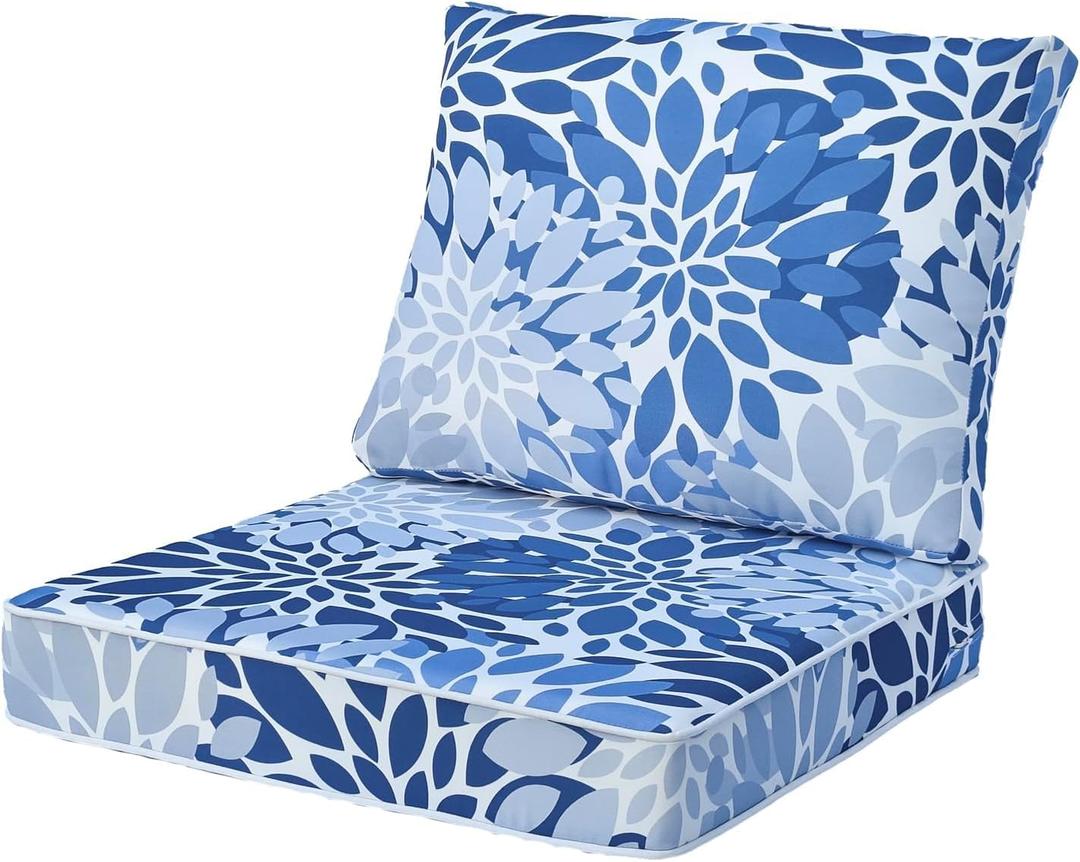 Outdoor Deep Seat Cushion Set 19 x 19 Inch Waterproof & Fade-Resistant Patio Chair Cushions with Zipper & Ties for Lounge, Sofa, Couch