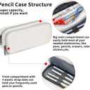 2 x Della Gao Pencil Case Large Capacity Pencil Pouch Soft Quilted Pen Bag Office Stationery Organizer Sturdy Pencil Bag for Men Women - Beige