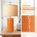 PARTPHONER 23" Modern Ceramic Table Lamp Set of 2, Table Lamps for Living Room, Rustic Farmhouse Bedside Lamps Nightstand lamp for Bedroom, Desk Lamp for End Table Home Decor Orange