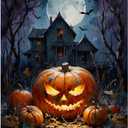 EnLvYY Paint by Numbers Kit for Adults 16x20in, DIY Acrylic Painting on Canvas, Halloween Pumpkin Scene with Haunted House, Full Moon and Bats, Unframed Beginner Wall Art, Gift for Friends and Family
