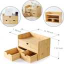 Wisuce Bamboo Desk Organizer, Mini Desktop Drawer Tabletop Storage Organization Box for Office Home Toiletries Supplies Vanity, No Assembly Required (3 Drawer with Shelf)